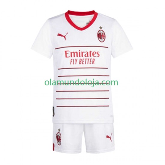 Camisola AC Milan Criança Equipamento Segundo 2022-2023 Manga Curta